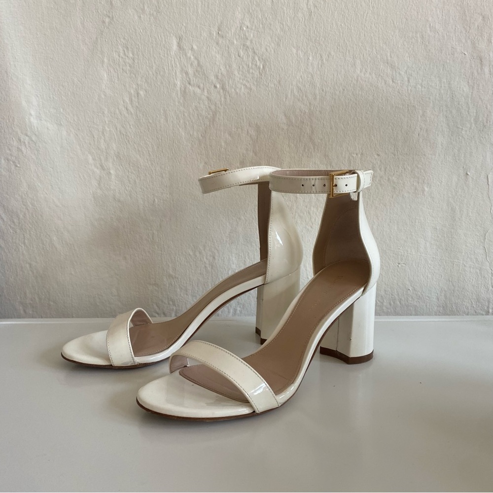stuart weitzman nearly nude white heels